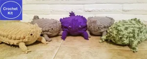 Texas Horny Toad Crochet Kit - Texas Horned Lizard Crochet Kit - Available in Beige, Gray, Purple or Camouflage