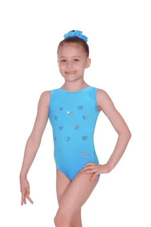 The Zone Angel Velour Sleeveless Leotard with Heart Motif Z676ANG