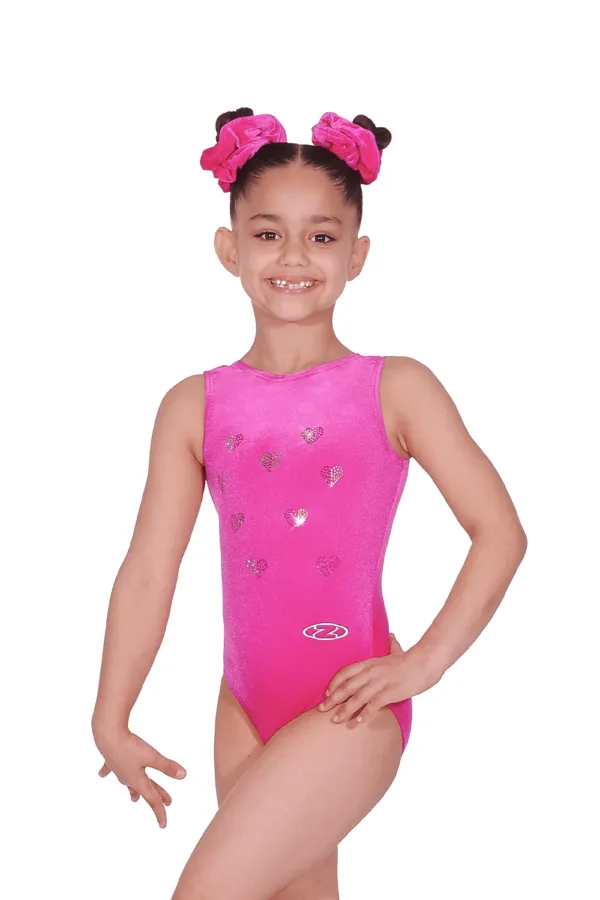 The Zone Angel Velour Sleeveless Leotard with Heart Motif Z676ANG