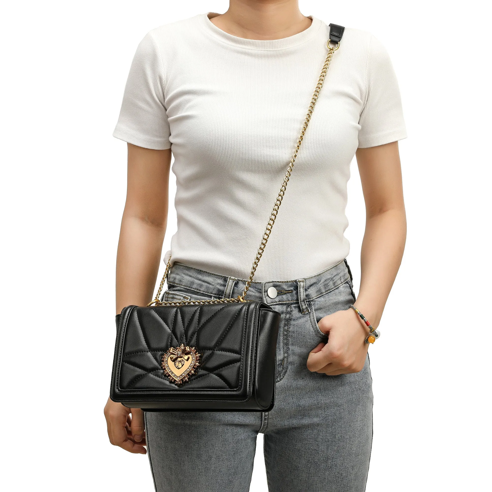 Tiffany & Fred Quilted Sheepskin Heart Shaped Hardware