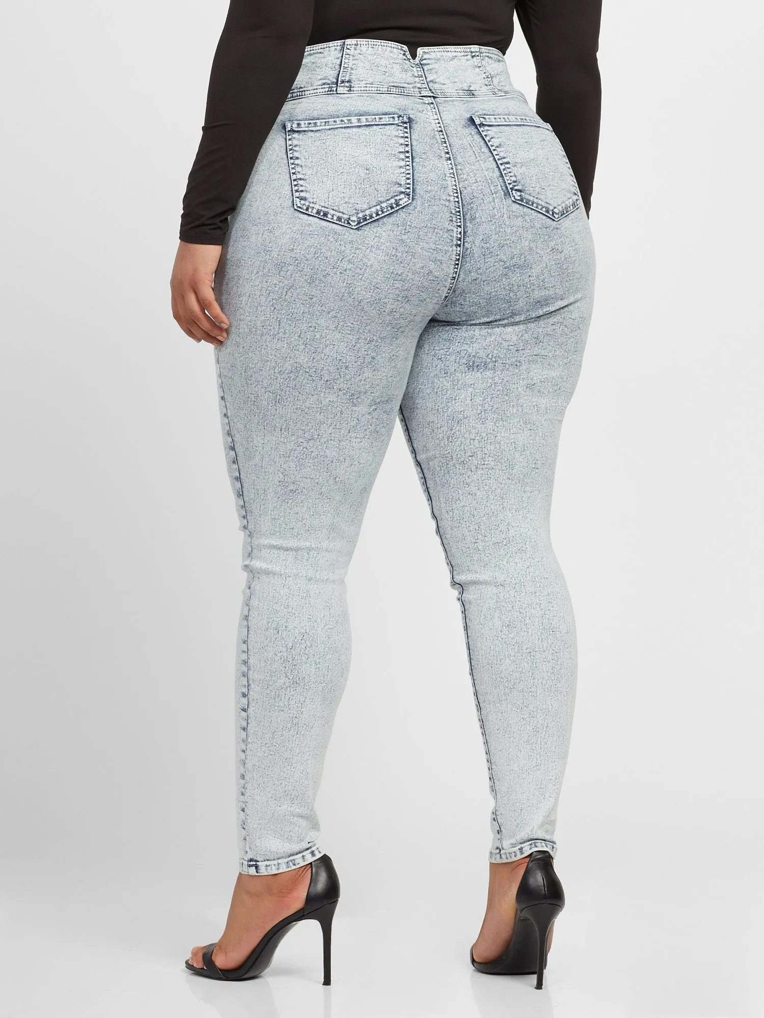 Ultra High-Rise 3 Button Yoke Skinny Jeans - Short Inseam