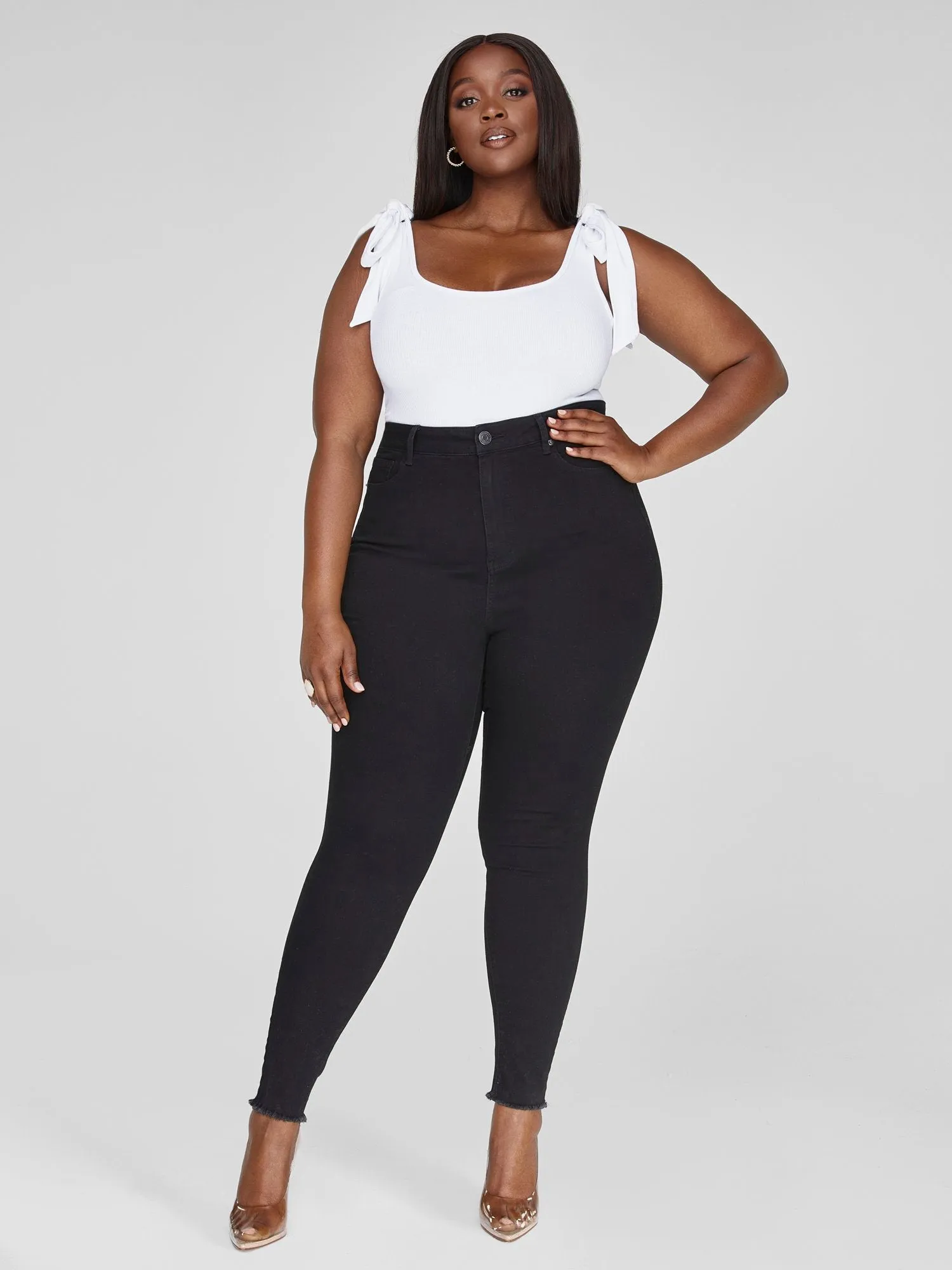 Ultra High Rise Black Skinny Jeans - Tall Inseam