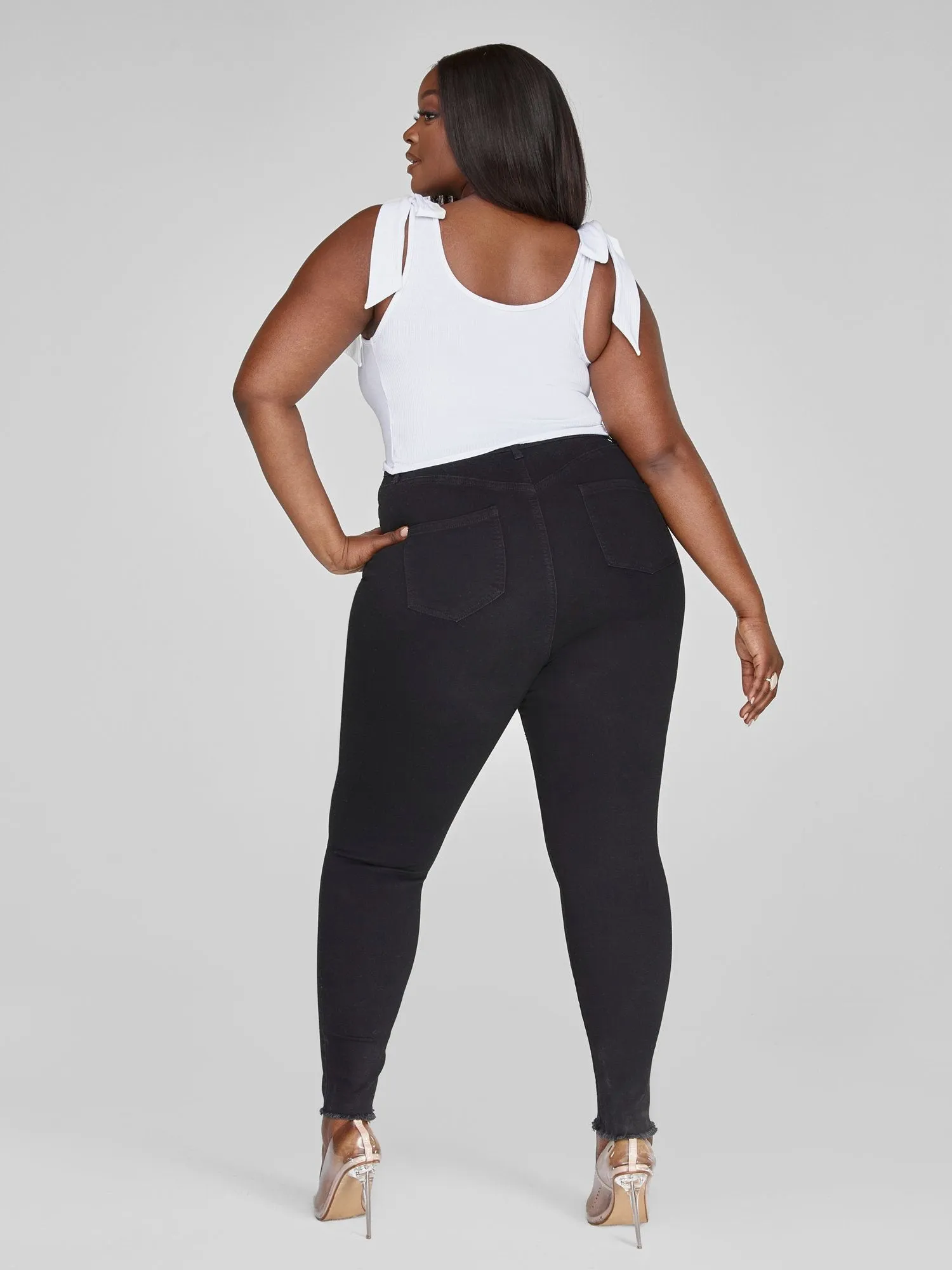 Ultra High Rise Black Skinny Jeans - Tall Inseam