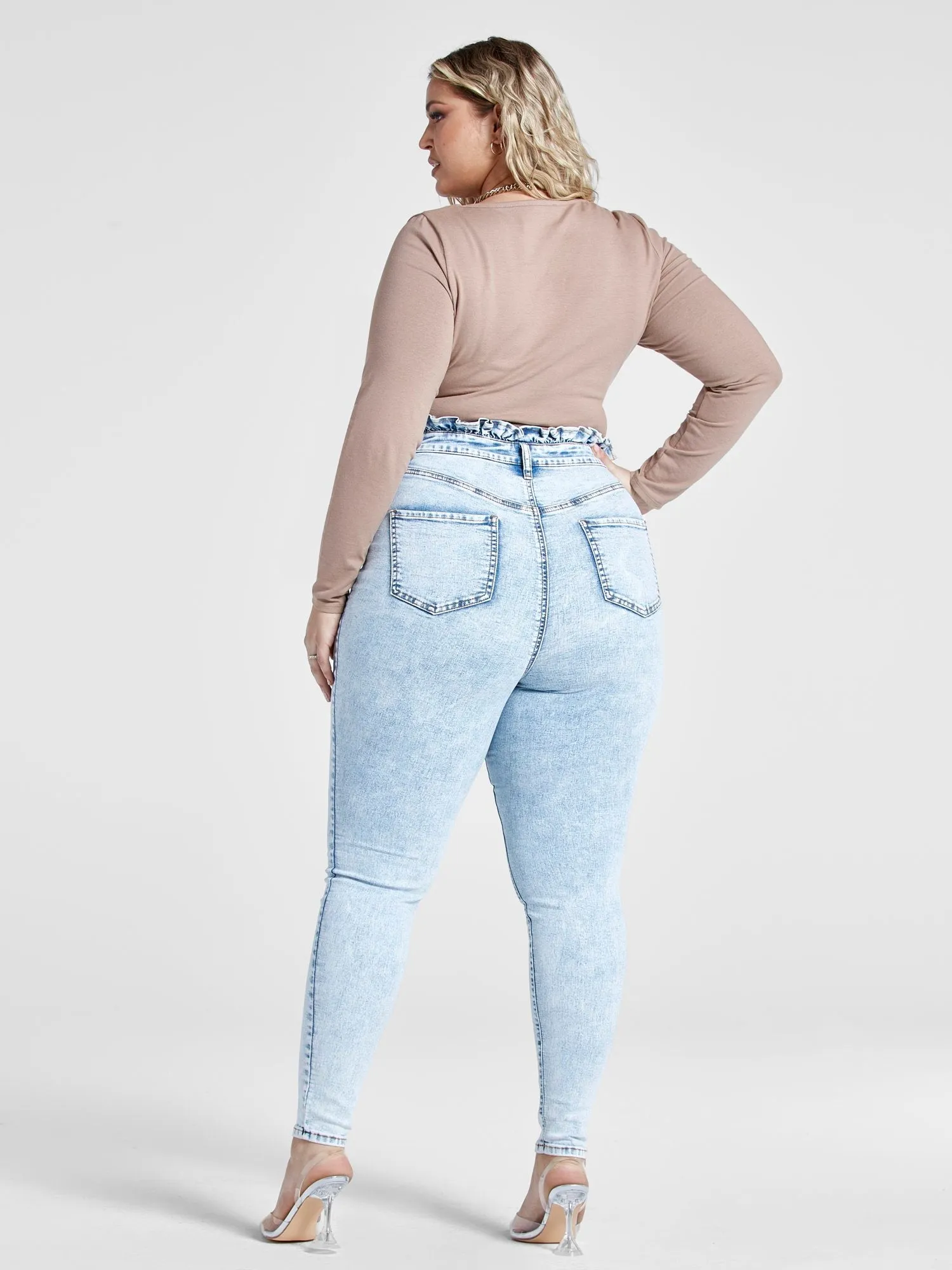 Ultra High Rise Ruffle Waist Skinny Jeans