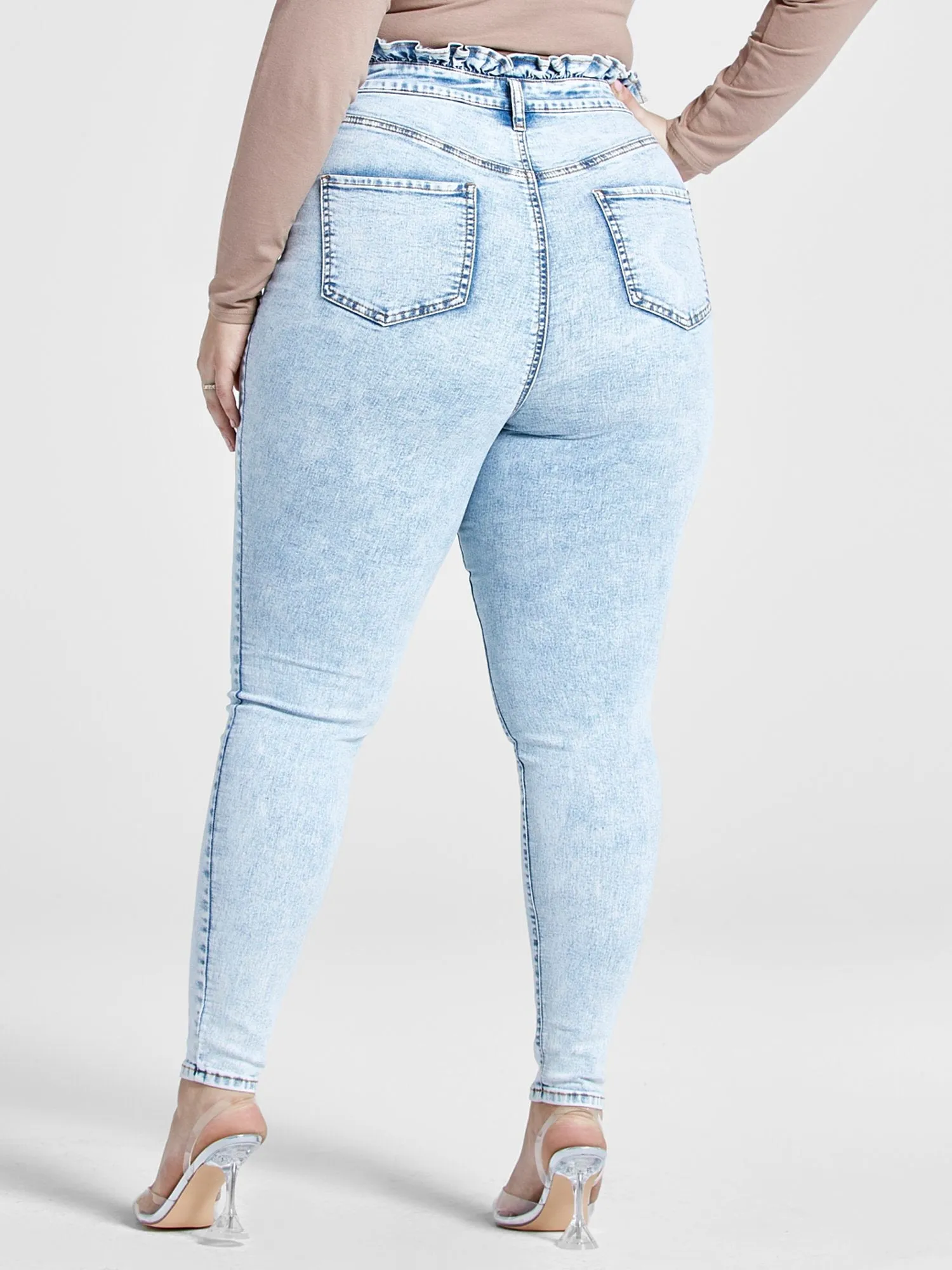 Ultra High Rise Ruffle Waist Skinny Jeans