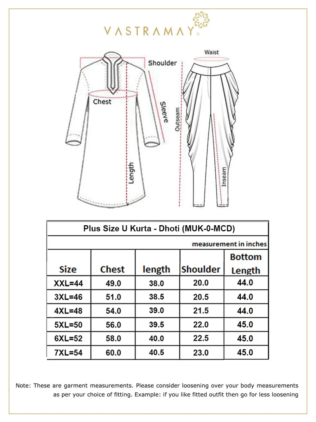 VASTRAMAY Men's Plus Size Cream Silk Blend Curved Kurta Dhoti Set