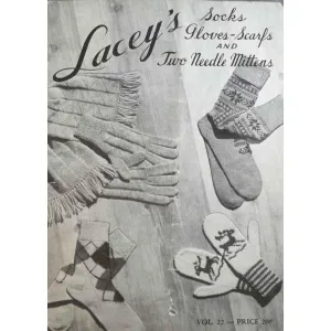 Vintage Knitting Pattern Book Laceys Socks/Mittens 1949 Reindeer Snowflakes