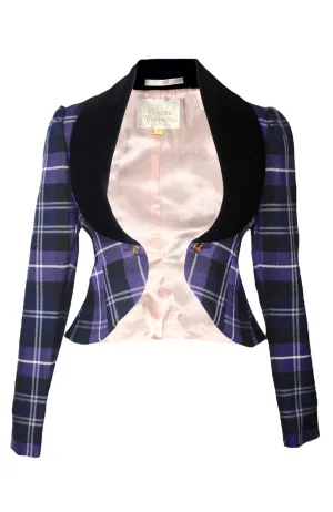 Vivienne Westwood MacPoiret Purple Tartan Blazer with Chain, 'On Liberty', AW94, 10 UK