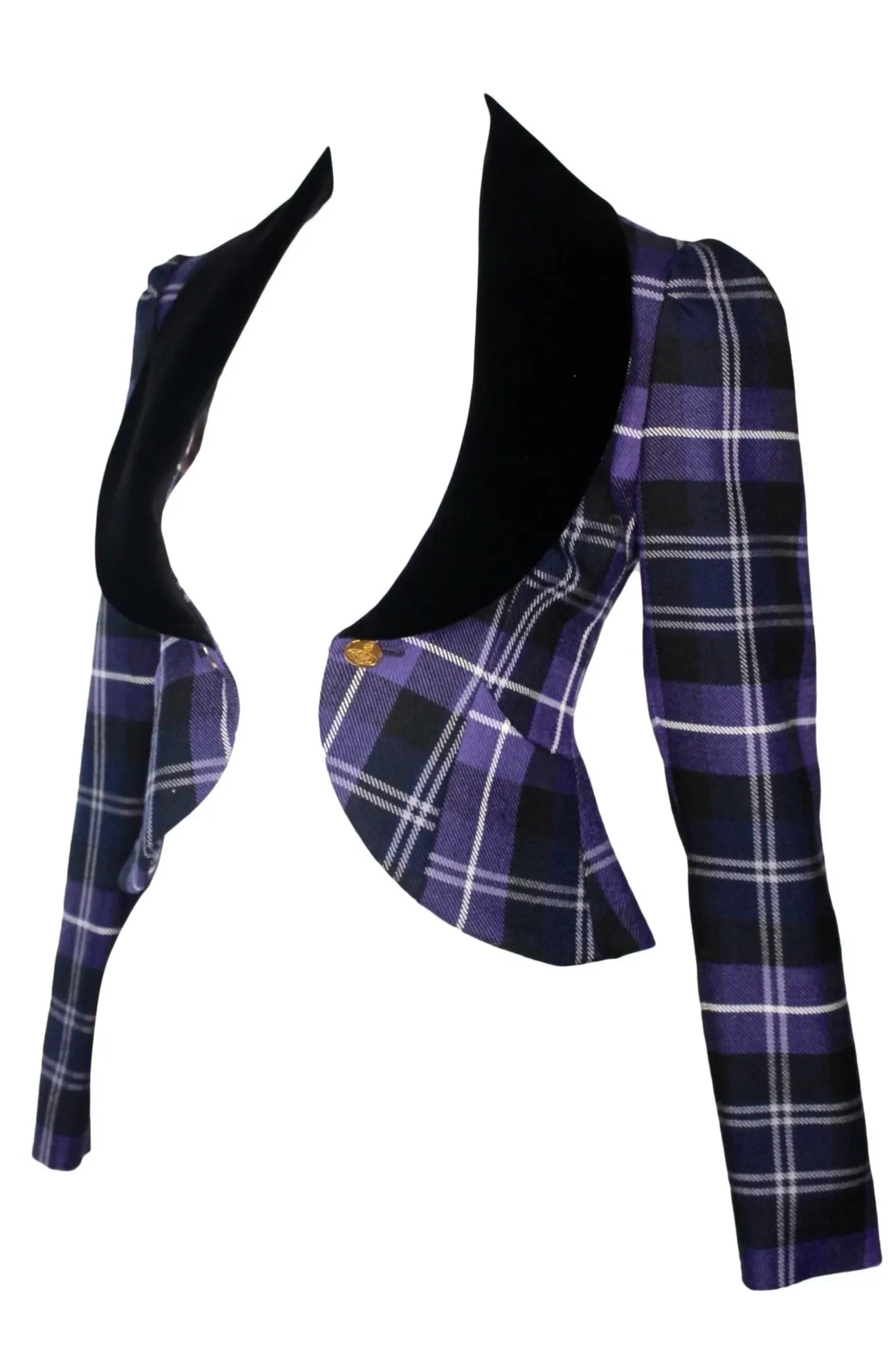 Vivienne Westwood MacPoiret Purple Tartan Blazer with Chain, 'On Liberty', AW94, 10 UK