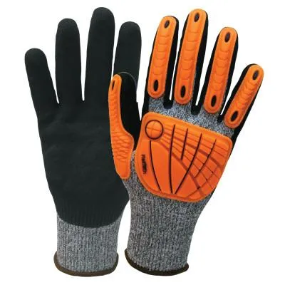 Wells Lamont FlexTech Cut-Resistant Impact Gloves, Large, Gray/Black/Orange, I2459-L