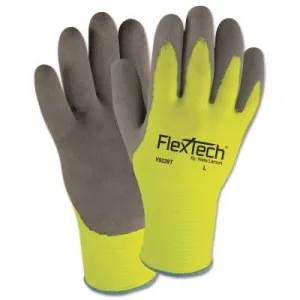 Wells Lamont FlexTech Hi-Visibility Knit Gloves with Nitrile Palm, Large, Gray/Hi-Viz Green, Y9239L