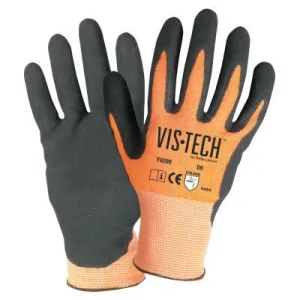 Wells Lamont Vis-Tech Cut-Resistant Gloves with Nitrile Coated Palm, 2X-Large, Orange/Black, Y9296XXL
