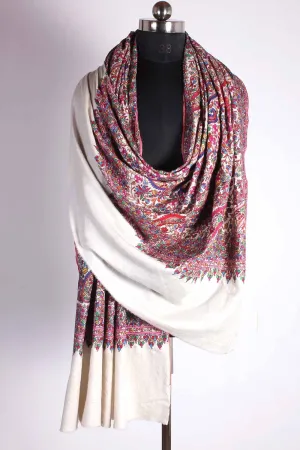 white Paper Machie Cashmere Pashmina Shawl