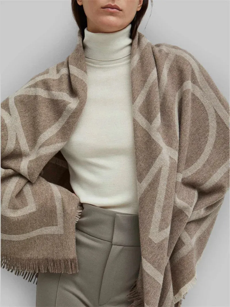 Winter Soft Cashmere Scarf Women Geometric Scarves Letters Shawls Wraps Thicken Warm Unisex Basic Blanket Tassel Pashmina Stoles