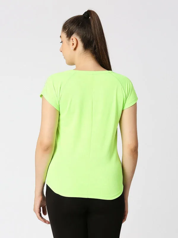 Women Neon Green Solid Top - Adventure Tee Mk-NG