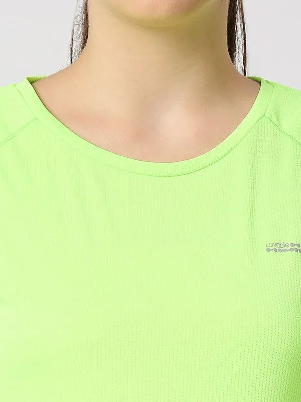 Women Neon Green Solid Top - Adventure Tee Mk-NG