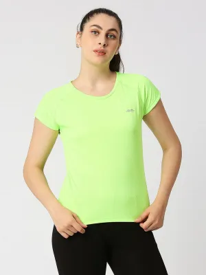 Women Neon Green Solid Top - Adventure Tee Mk-NG
