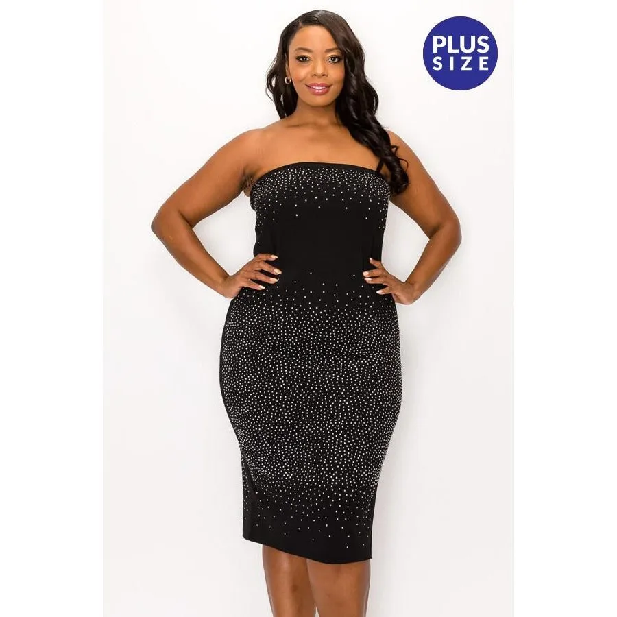 Women Plus Size Rhinestone Dress