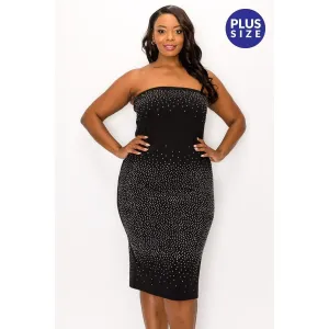 Women Plus Size Rhinestone Dress