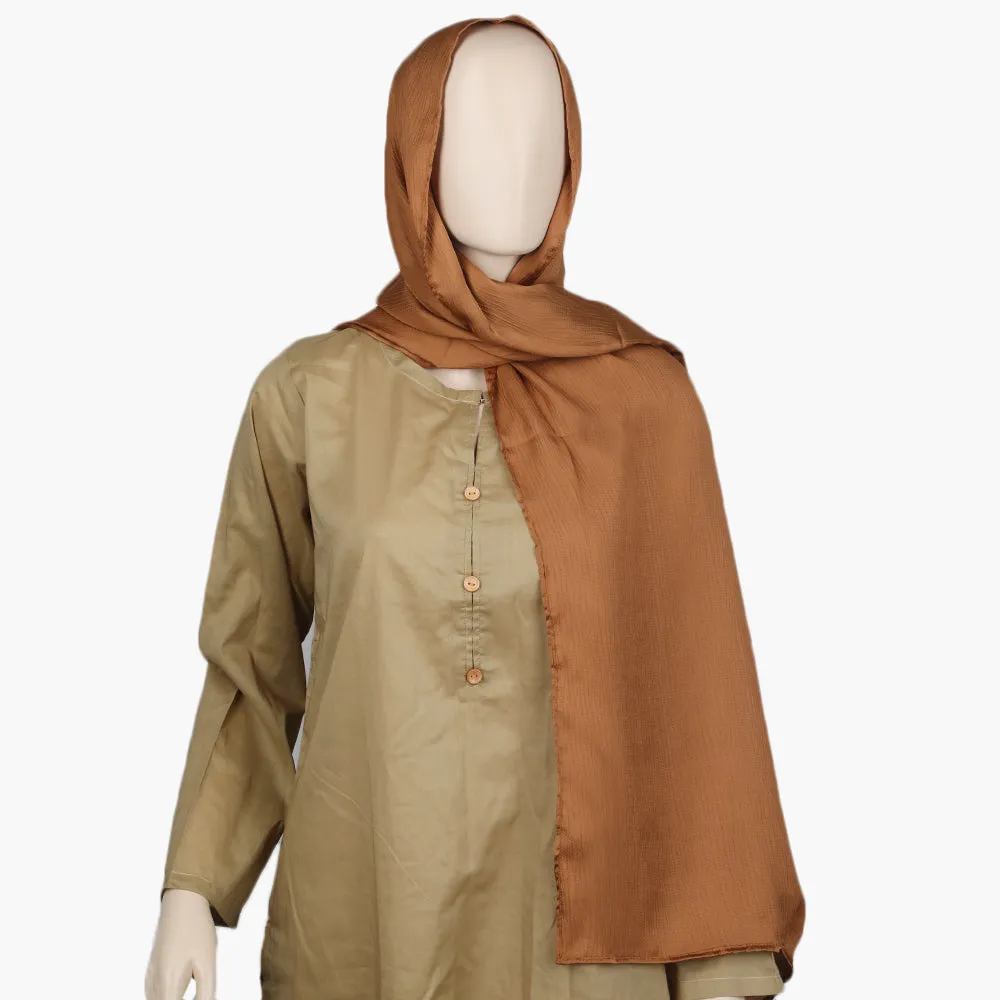 Women's Crincle Silk Scarf - Brown
