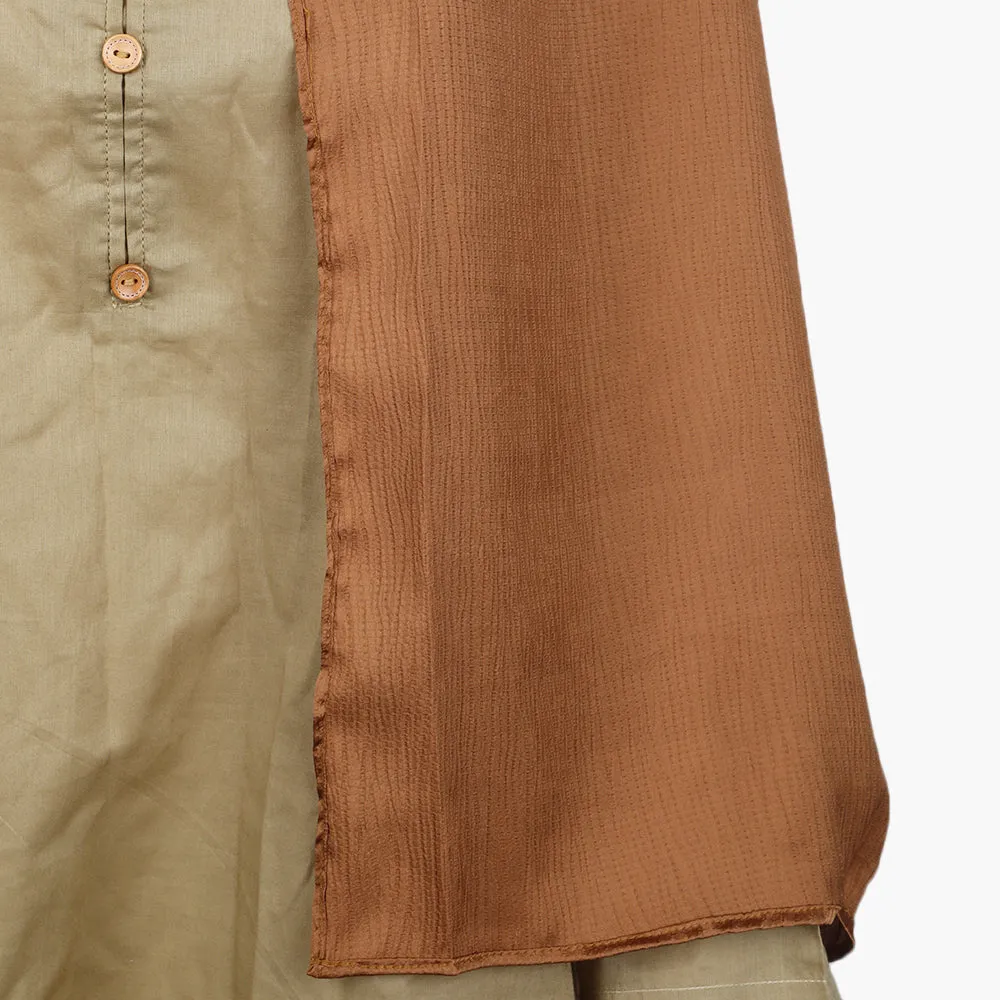 Women's Crincle Silk Scarf - Brown