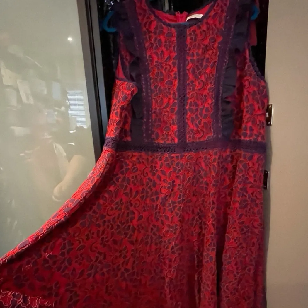 WOMENS PLUS SIZE 2X (18/20) - MYSTIC LOS ANGELES, Embroidered A-line Lace and Crothet Dress EUC B58