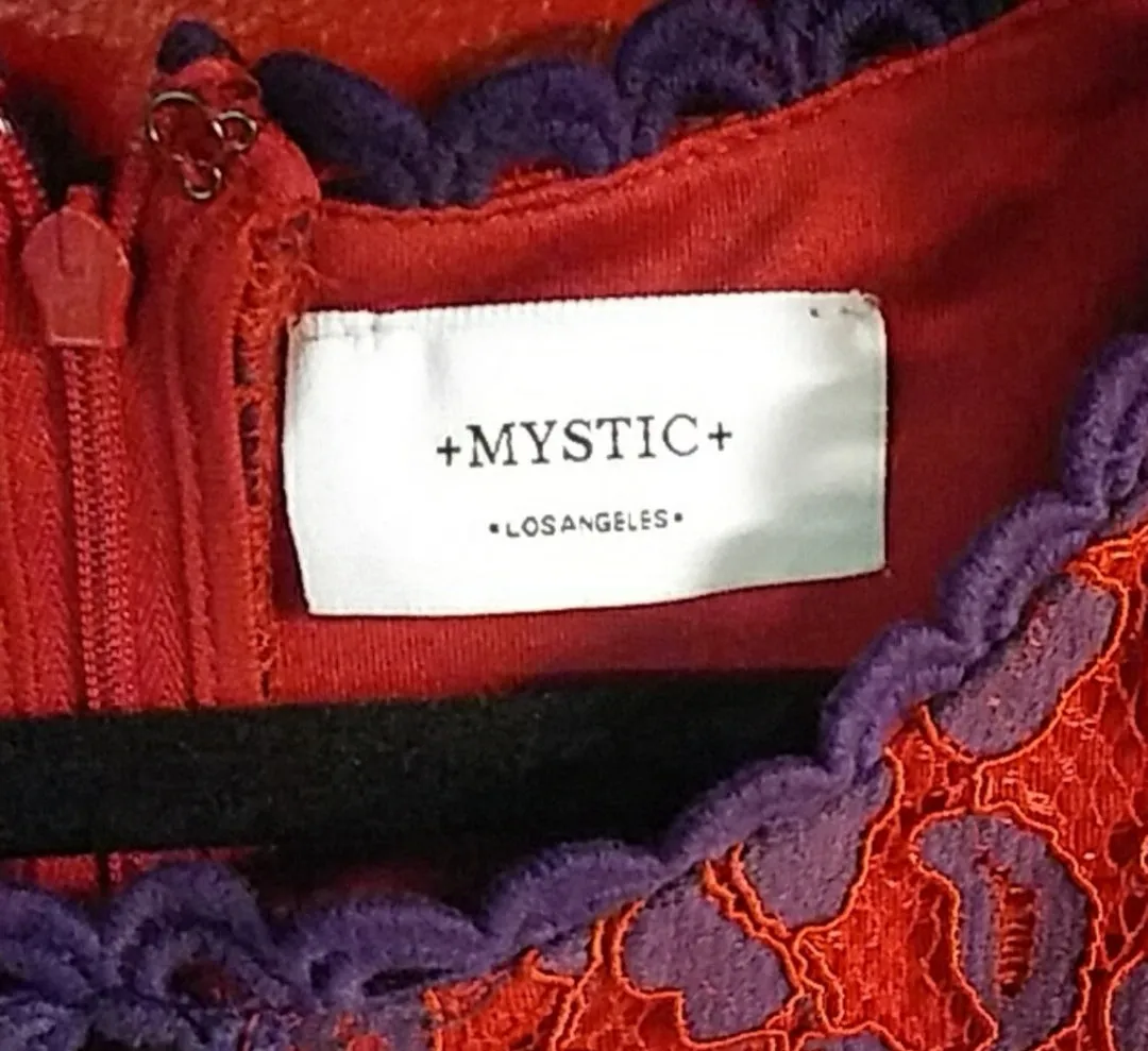 WOMENS PLUS SIZE 2X (18/20) - MYSTIC LOS ANGELES, Embroidered A-line Lace and Crothet Dress EUC B58