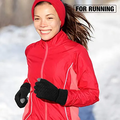 Womens Touch Screen Fleece Lined Gloves (4 Pairs)