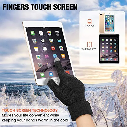 Womens Touch Screen Fleece Lined Gloves (4 Pairs)