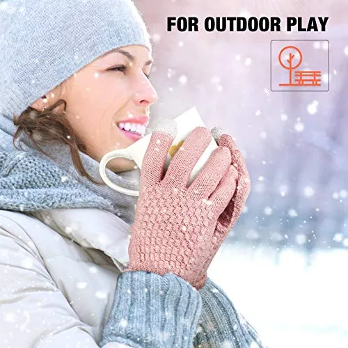 Womens Touch Screen Fleece Lined Gloves (4 Pairs)