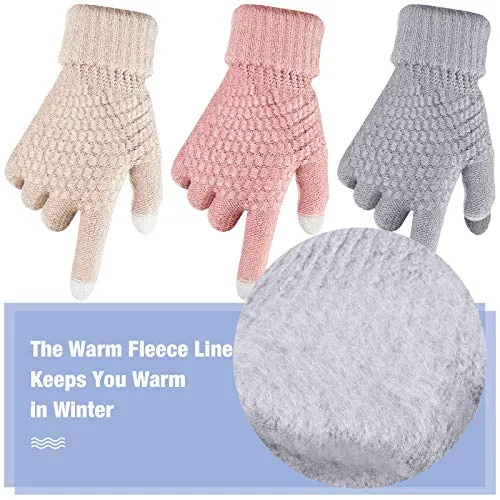Womens Touch Screen Fleece Lined Gloves (4 Pairs)