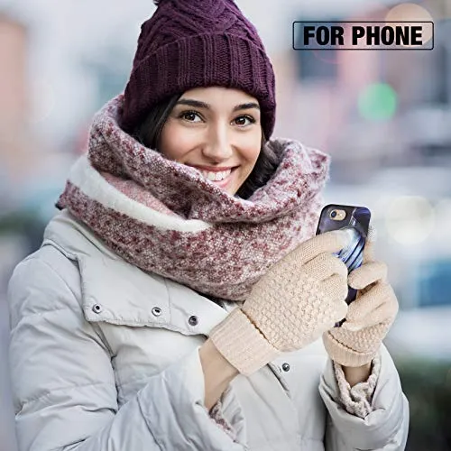 Womens Touch Screen Fleece Lined Gloves (4 Pairs)