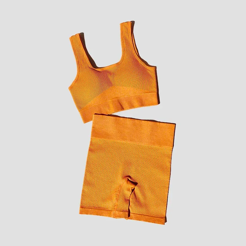 Women's Yoga Gym Set - Seamless Sports Bra and Shorts for Workout Running - Athletic Sport Suit (2PCS)