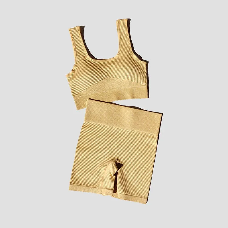 Women's Yoga Gym Set - Seamless Sports Bra and Shorts for Workout Running - Athletic Sport Suit (2PCS)