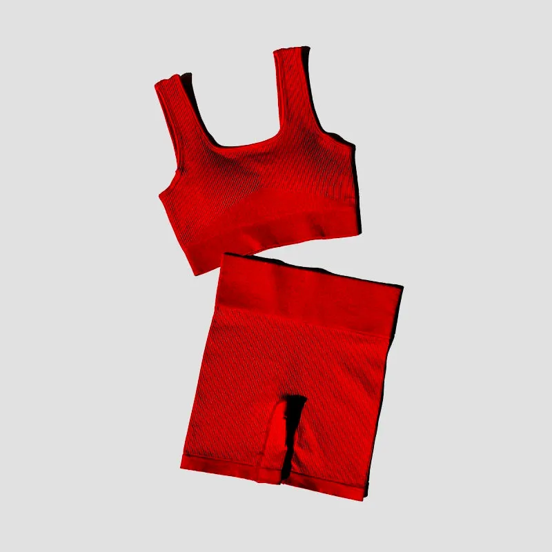 Women's Yoga Gym Set - Seamless Sports Bra and Shorts for Workout Running - Athletic Sport Suit (2PCS)