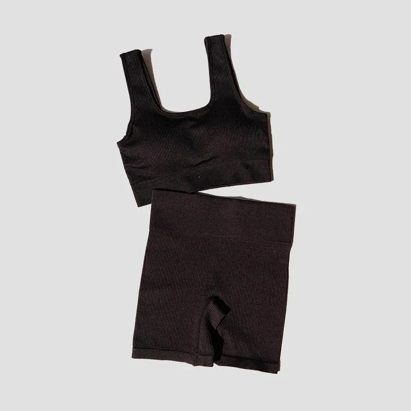 Women's Yoga Gym Set - Seamless Sports Bra and Shorts for Workout Running - Athletic Sport Suit (2PCS)