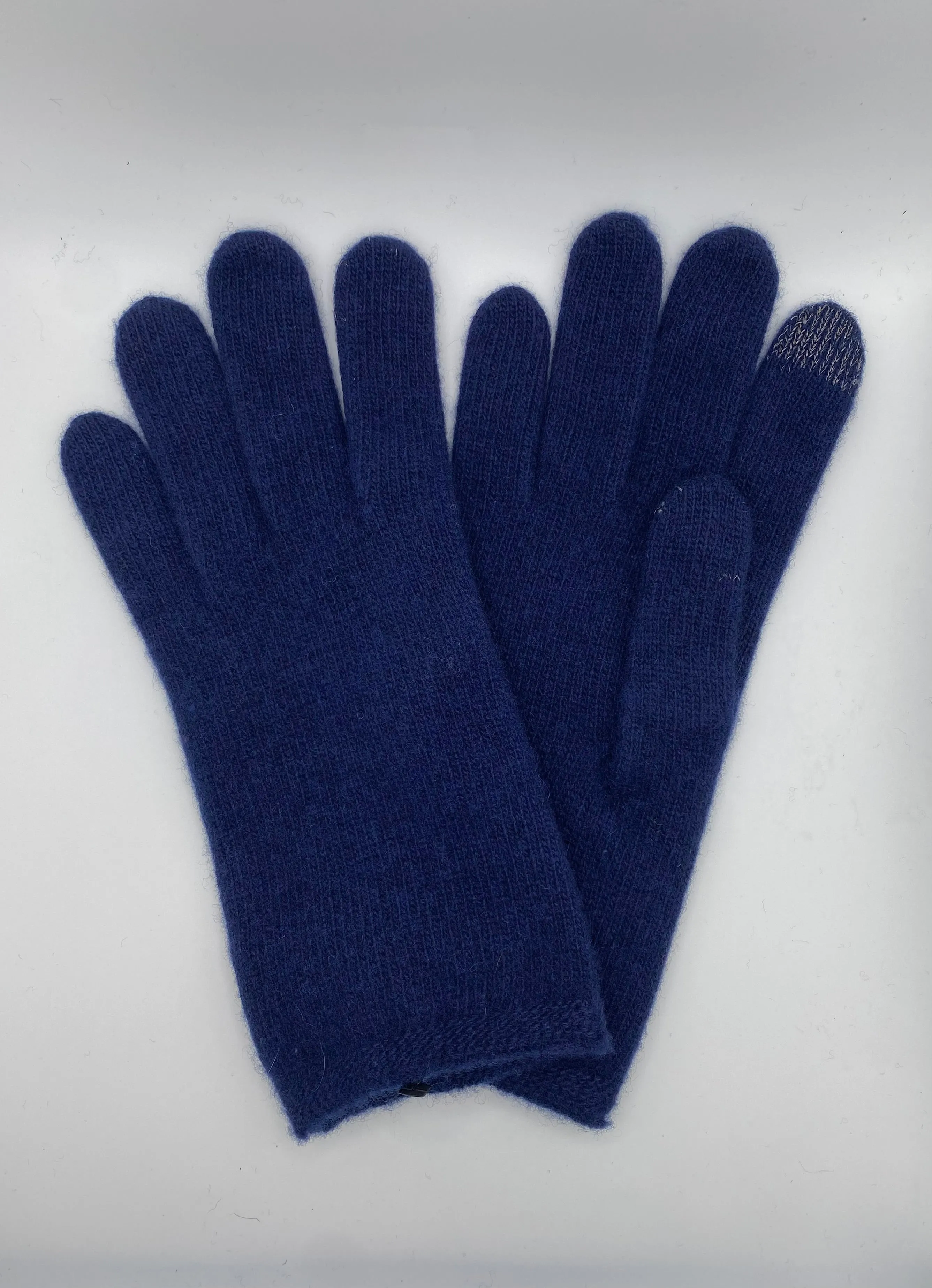 Wool & Cashmere Plain Gloves - Navy