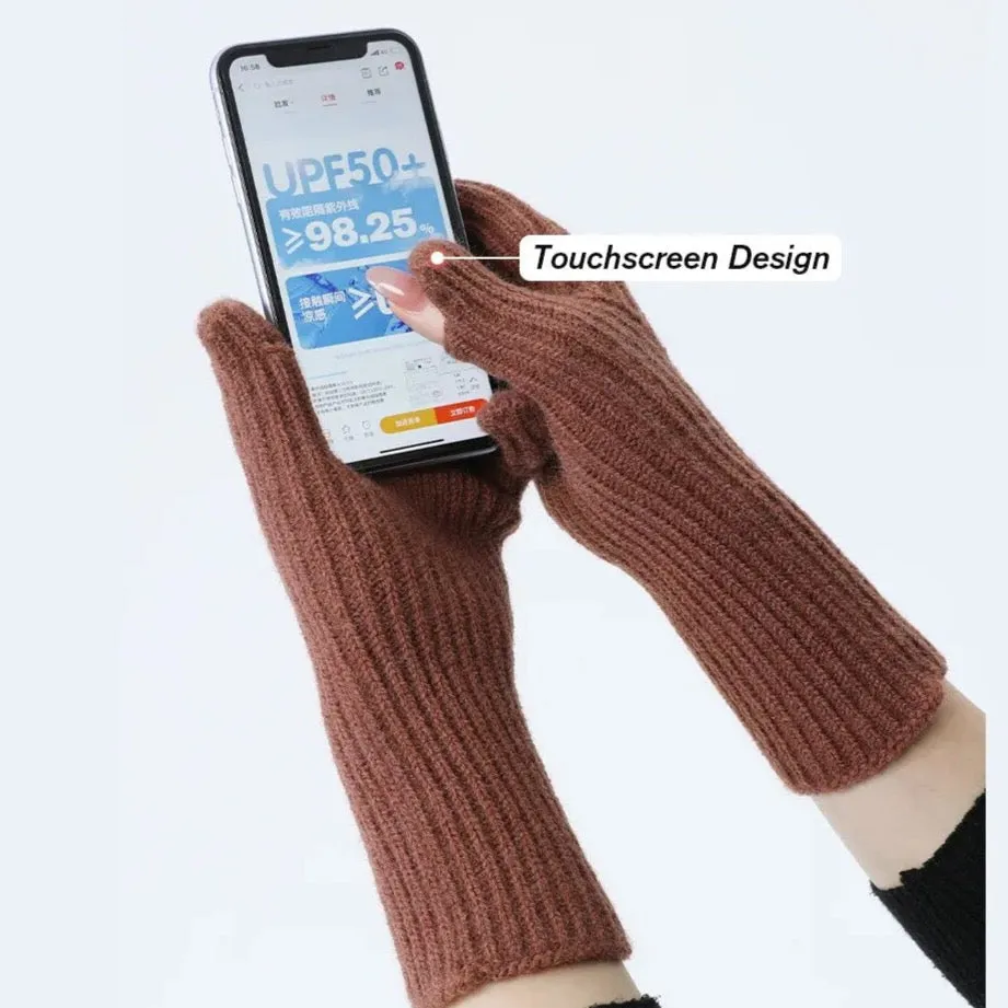 Woolen Knit Gloves with Touchscreen Fingers