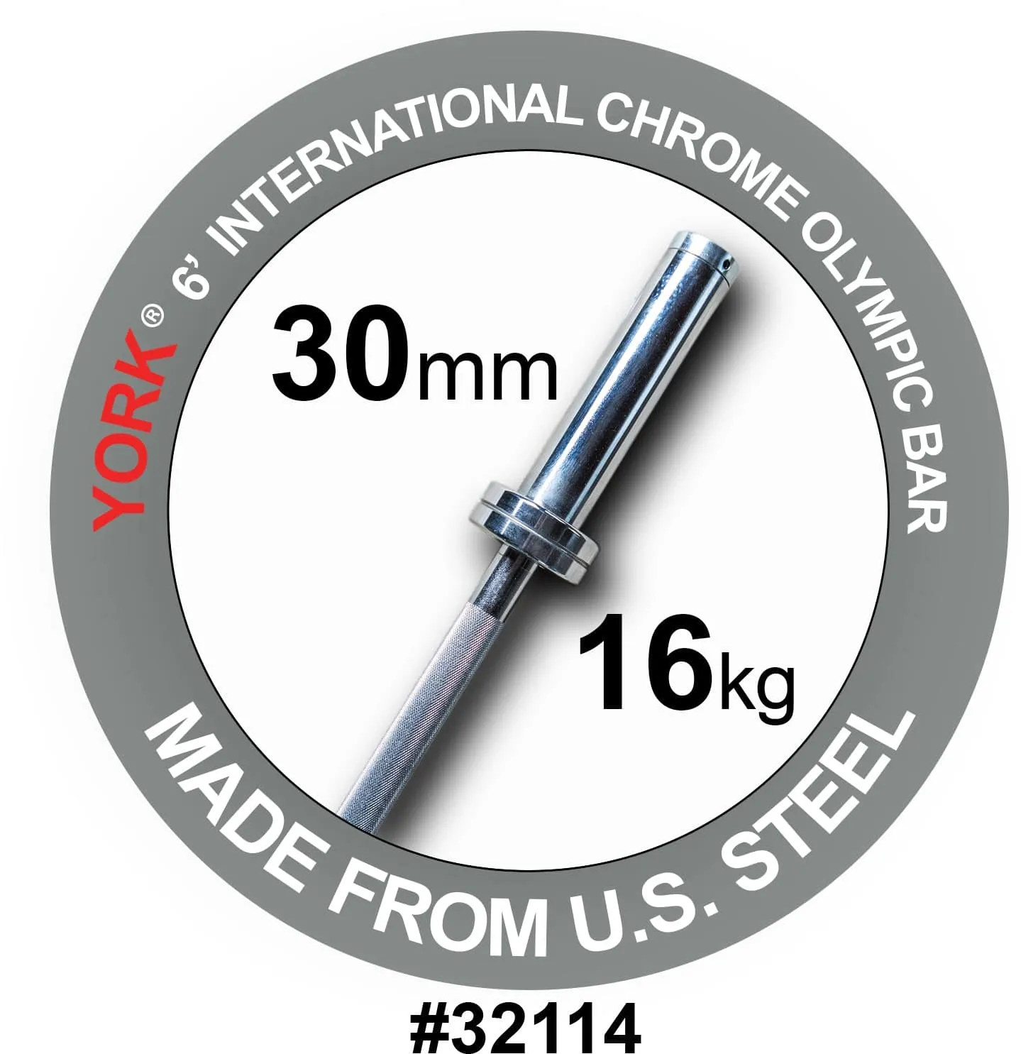 York Barbell | International Hard Chrome Bar - 6ft (30mm)