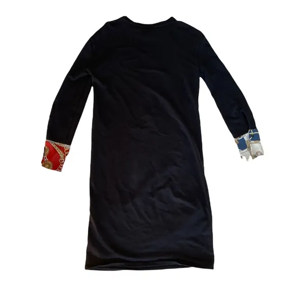 Zara | Rare Black Long Sleeve Mini Dress with Built-in Satin Scarf