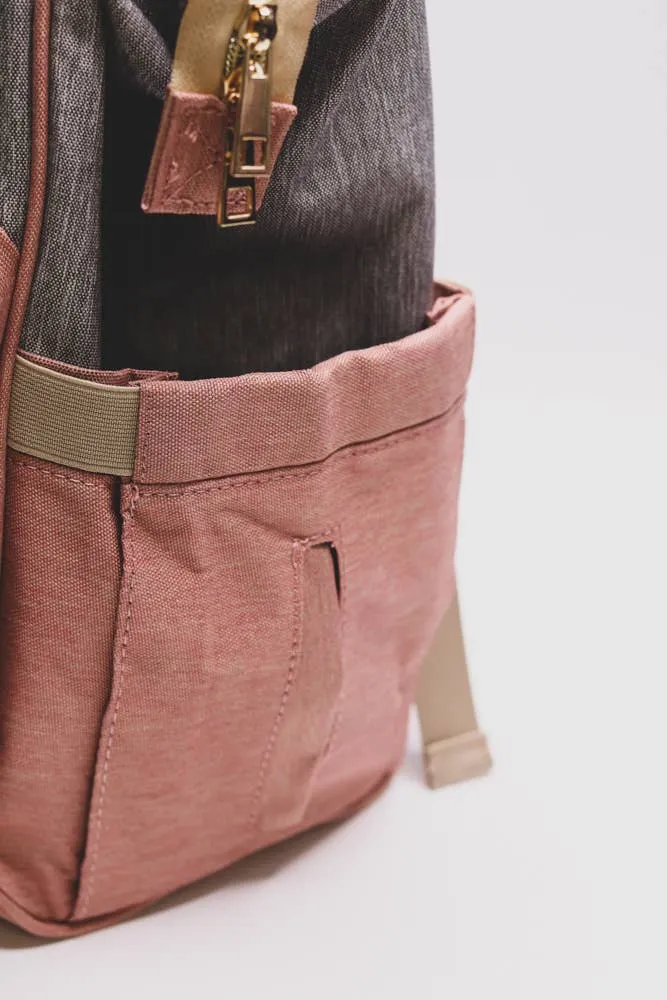 Zebra Babies - Nappy Bag Backpack Dusty Pink and Grey Essential
