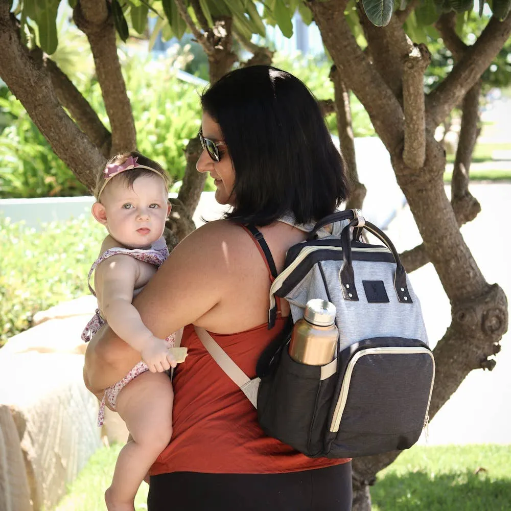Zebra Babies - Nappy Bag Backpack Dusty Pink and Grey Essential